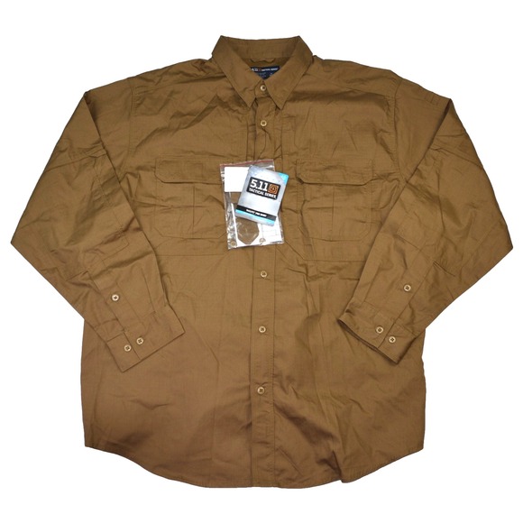 NWT 5.11 Taclite Pro Long Sleeve Shirt Rip Stop Teflon Battle Brown Men's XL - Picture 1 of 9